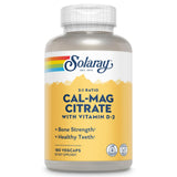 SOLARAY calcio magnesio citrato en botella, apoyo para huesos y dientes.