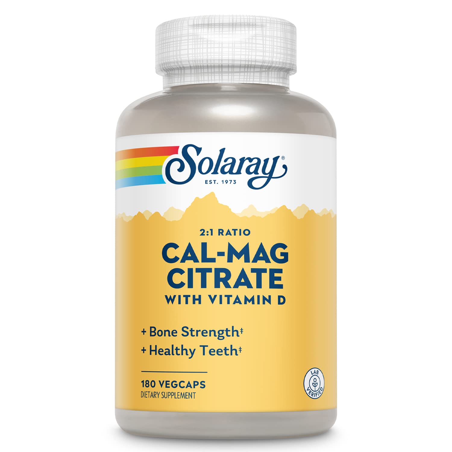 SOLARAY Calcio y Magnesio Citrato 2:1 en botella, toma diaria conveniente.