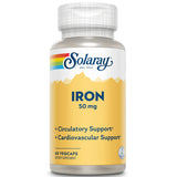 SOLARAY cápsulas de hierro 50 mg en frasco, apoyo para la producción de glóbulos rojos.