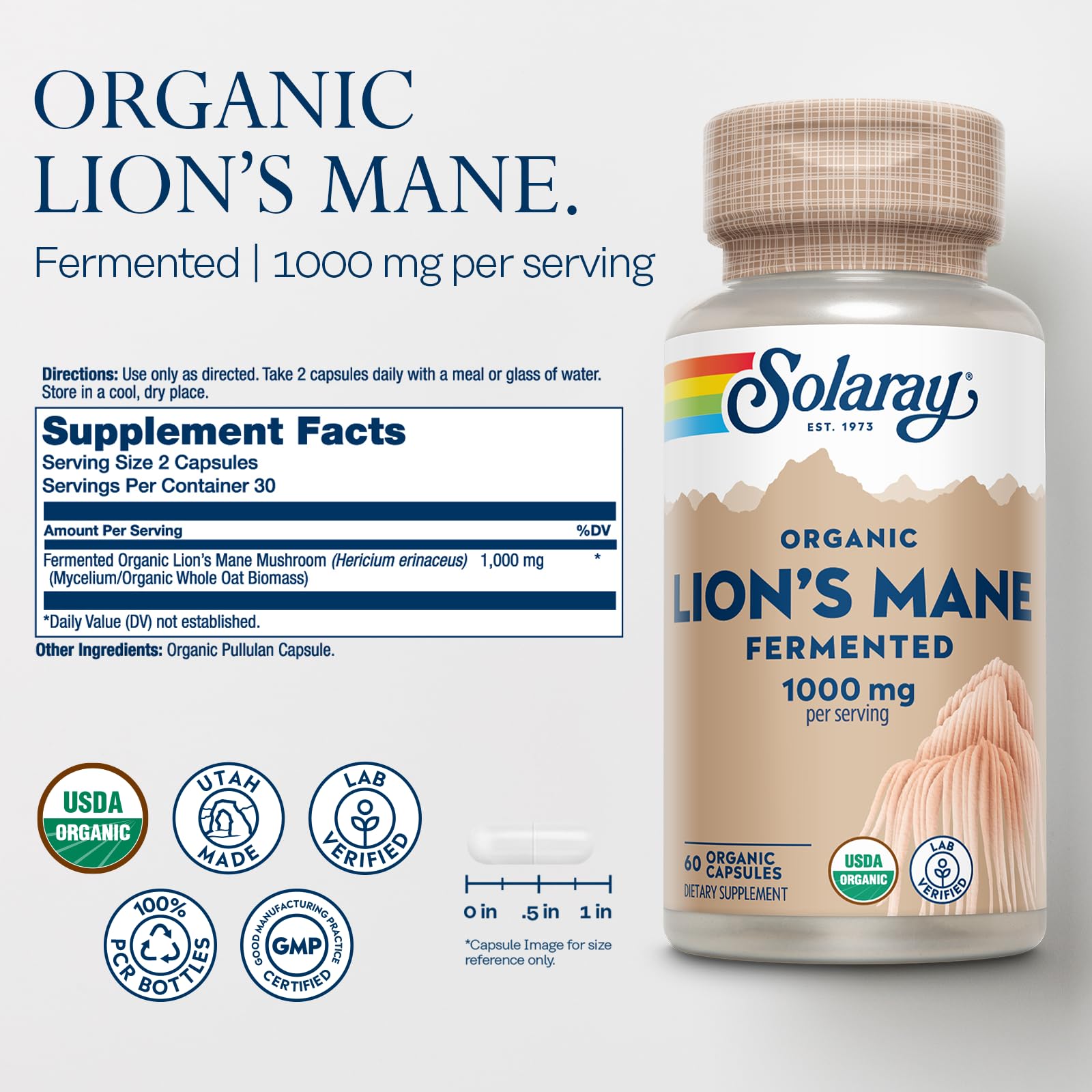 Cápsulas veganas SOLARAY en primer plano, apoyo a la absorción de nutrientes.