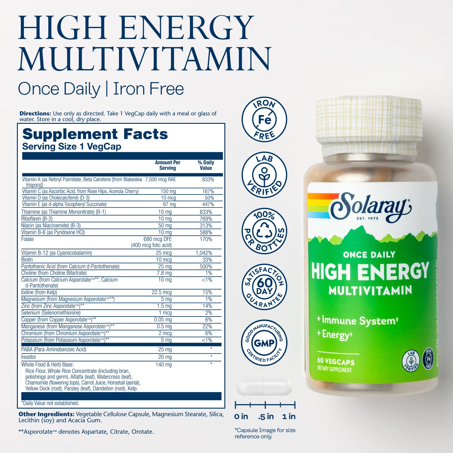 SOLARAY cápsulas vegetales cerca, fáciles de tragar para energía diaria.
