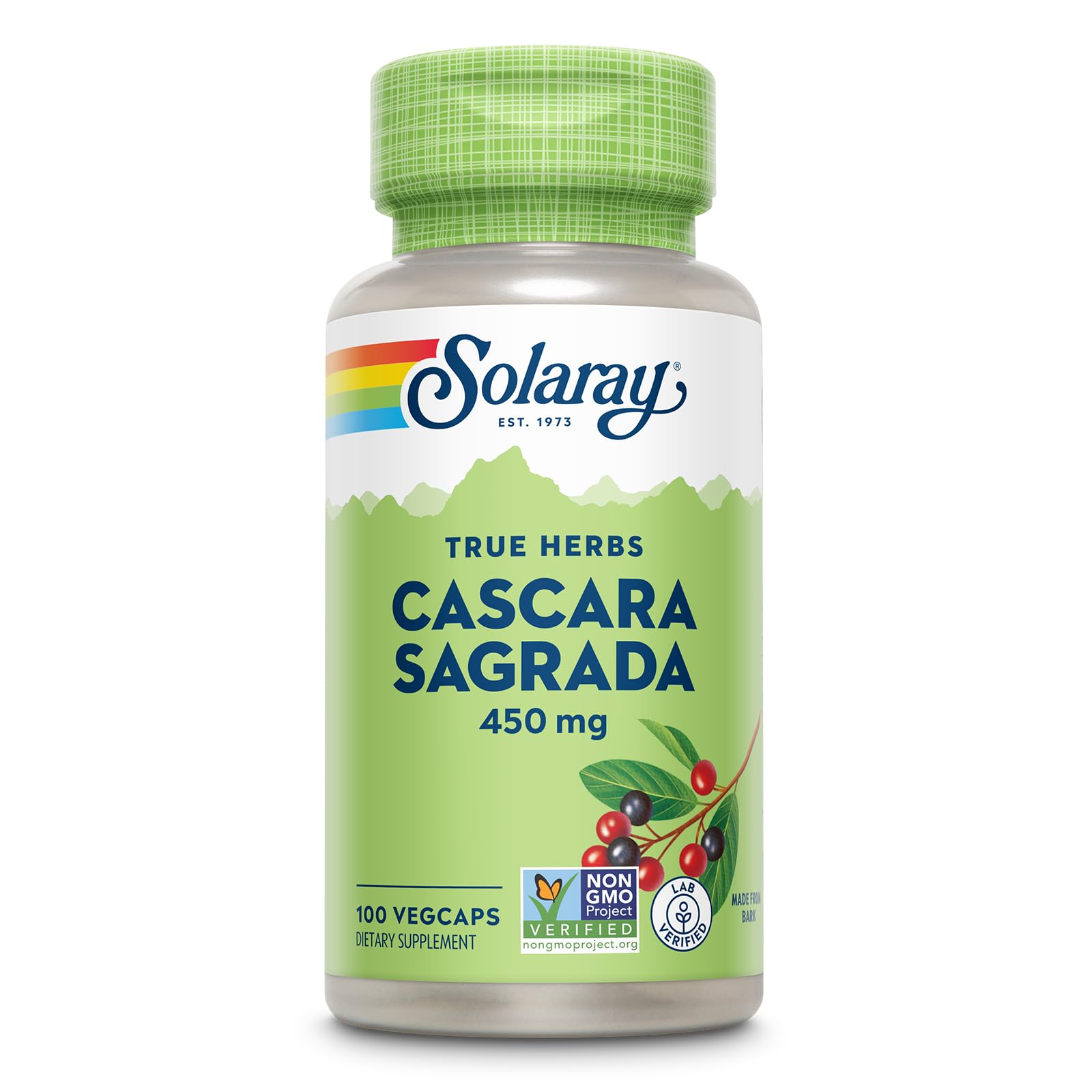 SOLARAY Cascara Sagrada, botella vertido, soporte digestivo natural para uso diario.