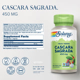 SOLARAY Cascara Sagrada, etiqueta cerca, fácil identificación y confianza en la compra.