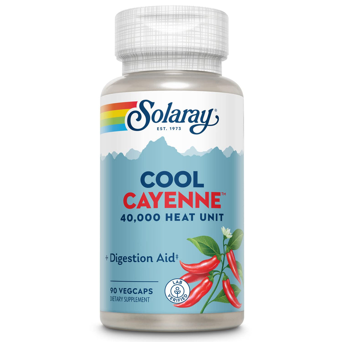 SOLARAY Cool Cayenne, cápsulas de 90, para apoyar la rutina diaria.