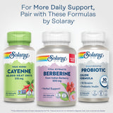 SOLARAY Cayenne cápsulas, uso diario para hábitos saludables.