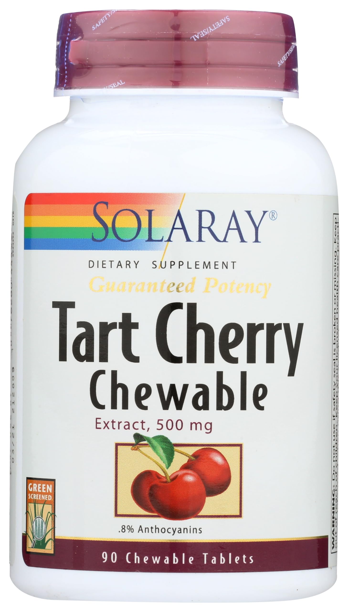 SOLARAY cereza acida en envase, sabor natural, soporte antioxidante diario