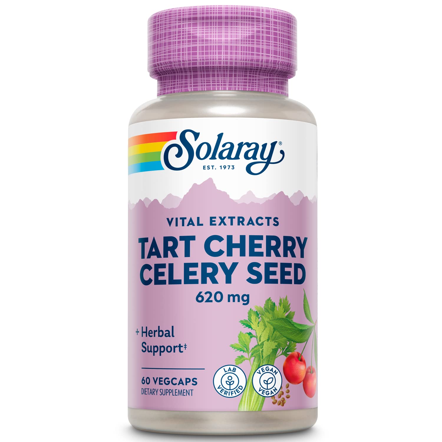 SOLARAY Cereza ácida y semilla de apio en cápsulas veganas para bienestar diario