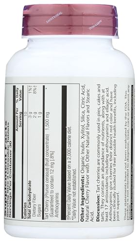 SOLARAY masticables de cereza acida, sabor cereza natural, snack práctico