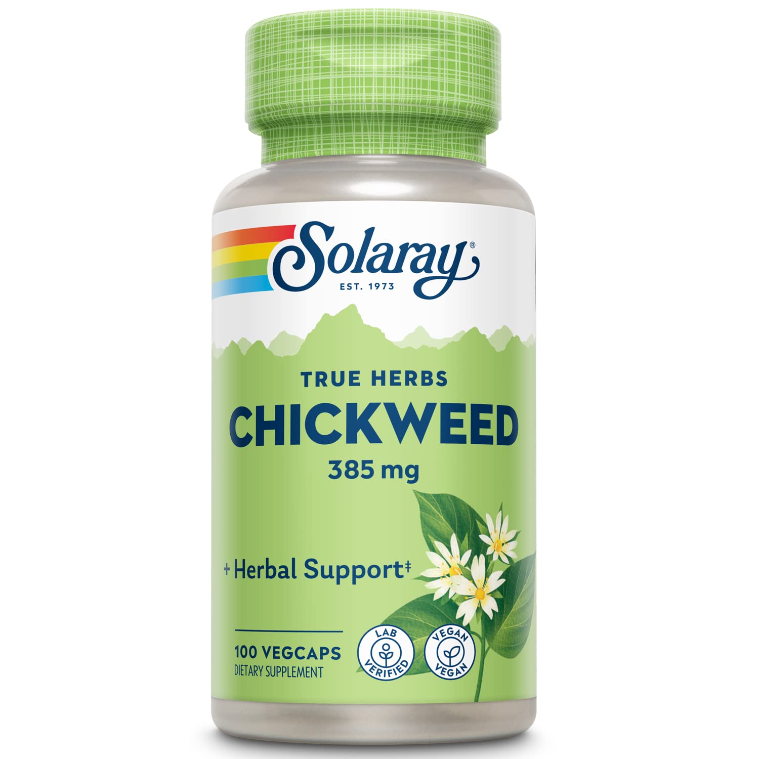 SOLARAY Chickweed: cápsulas diseñadas para la salud digestiva.