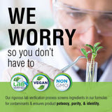 SOLARAY Chickweed: etiqueta que destaca opciones veganas y sin transgénicos.