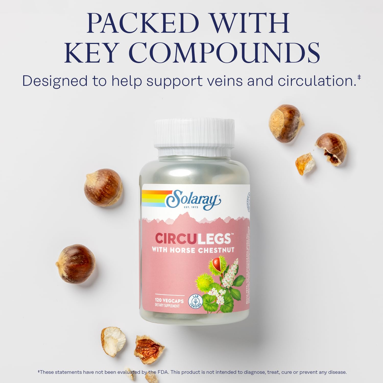 SOLARAY Circulegs: etiqueta legible que facilita identificar los ingredientes clave.