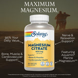 SOLARAY Citrato de magnesio 400 mg, etiqueta legible: fórmula para salud ósea