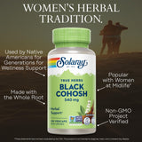 SOLARAY cohosh negro etiqueta frontal clara y legible