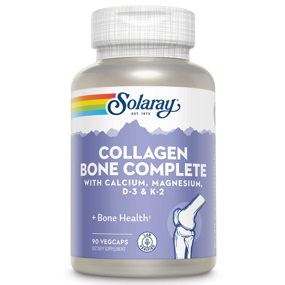 SOLARAY Colágeno Hueso Completo en botella de cápsulas para soporte óseo diario.