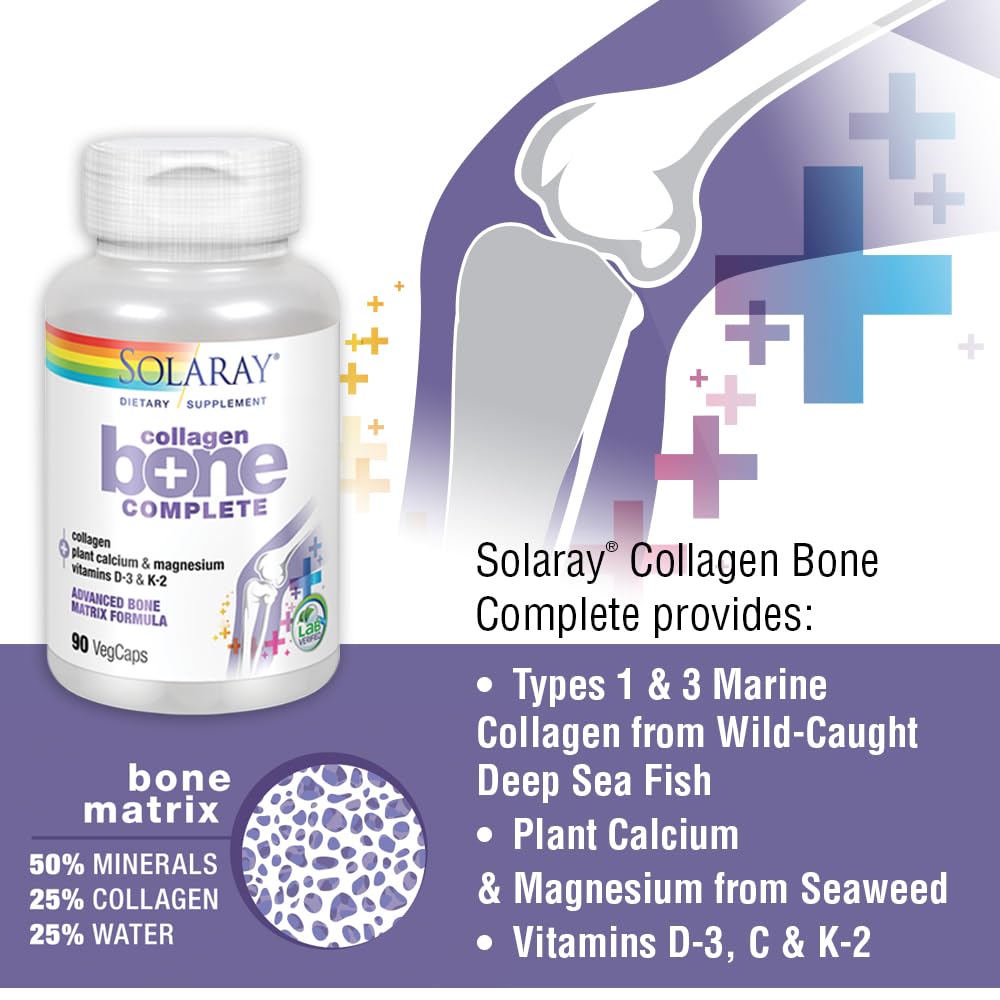 SOLARAY Colágeno Hueso Completo magnesio para soporte de la musculatura.