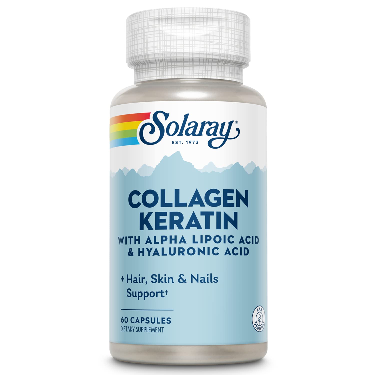 SOLARAY Colágeno Keratina: botella de suplemento para uso diario y bienestar general