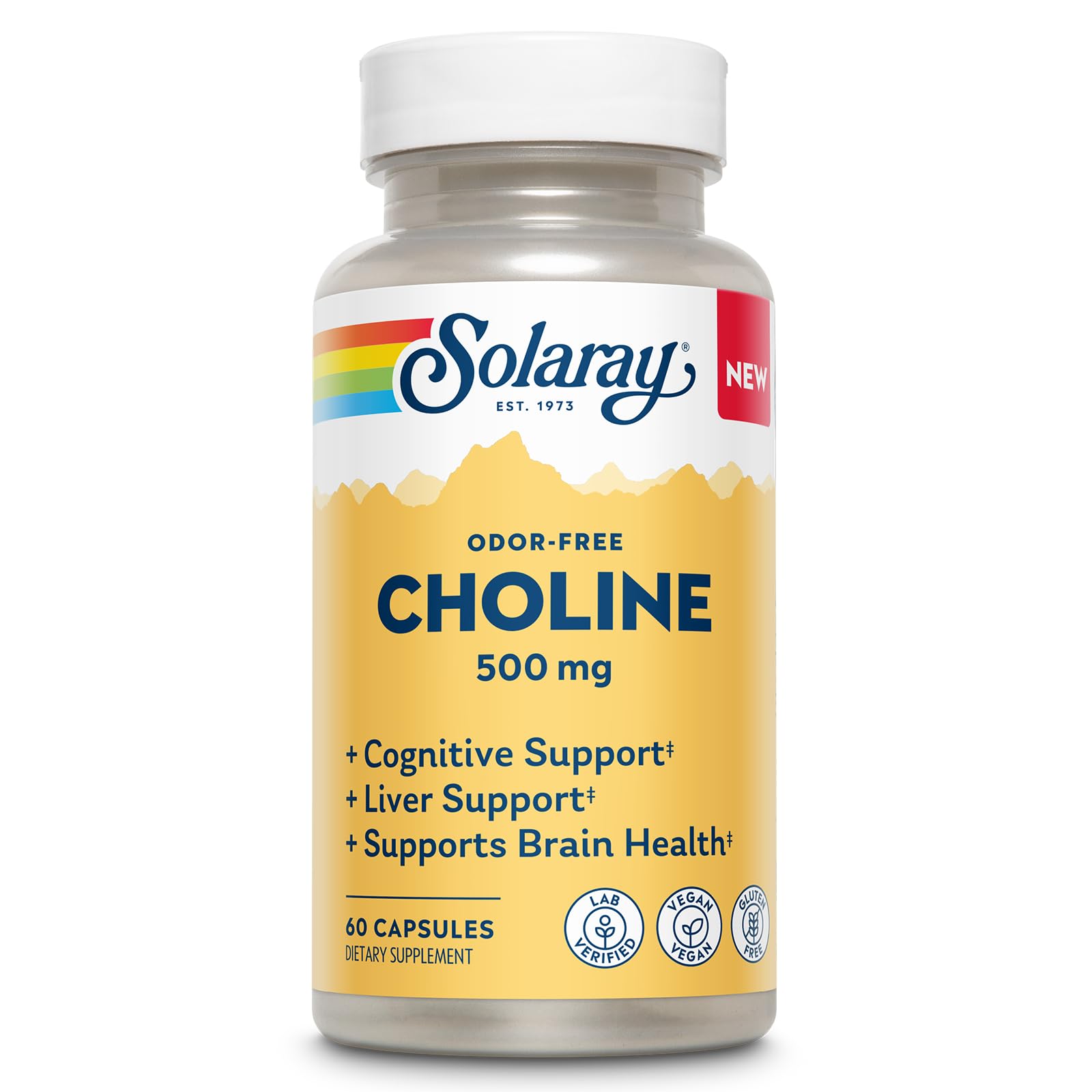 SOLARAY Colina 500mg botella: soporte cognitivo diario.