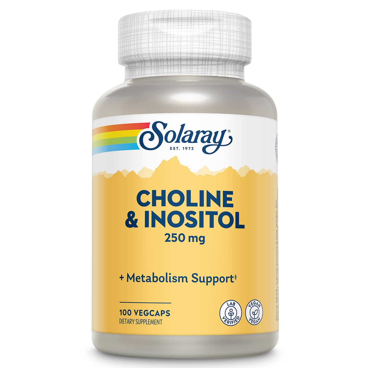 SOLARAY Colina e Inositol 250 mg: frasco con cápsulas para metabolismo saludable de las grasas