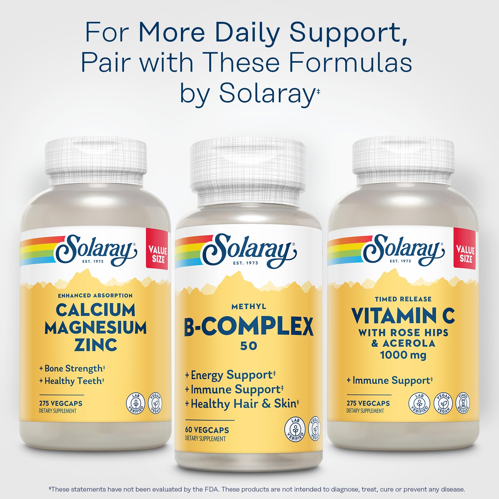 SOLARAY Complejo B Metilado: detalle de capsulas para facil dosificacion.