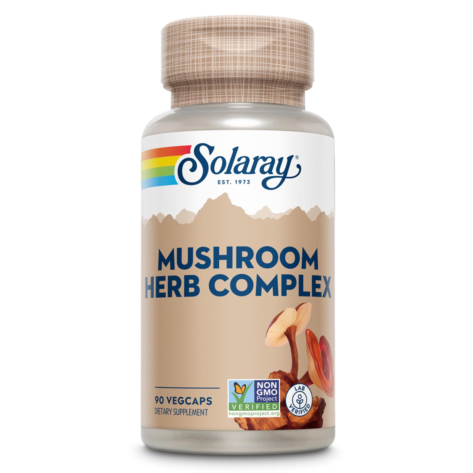 SOLARAY Mushroom Complete: suplemento en botella para bienestar diario.