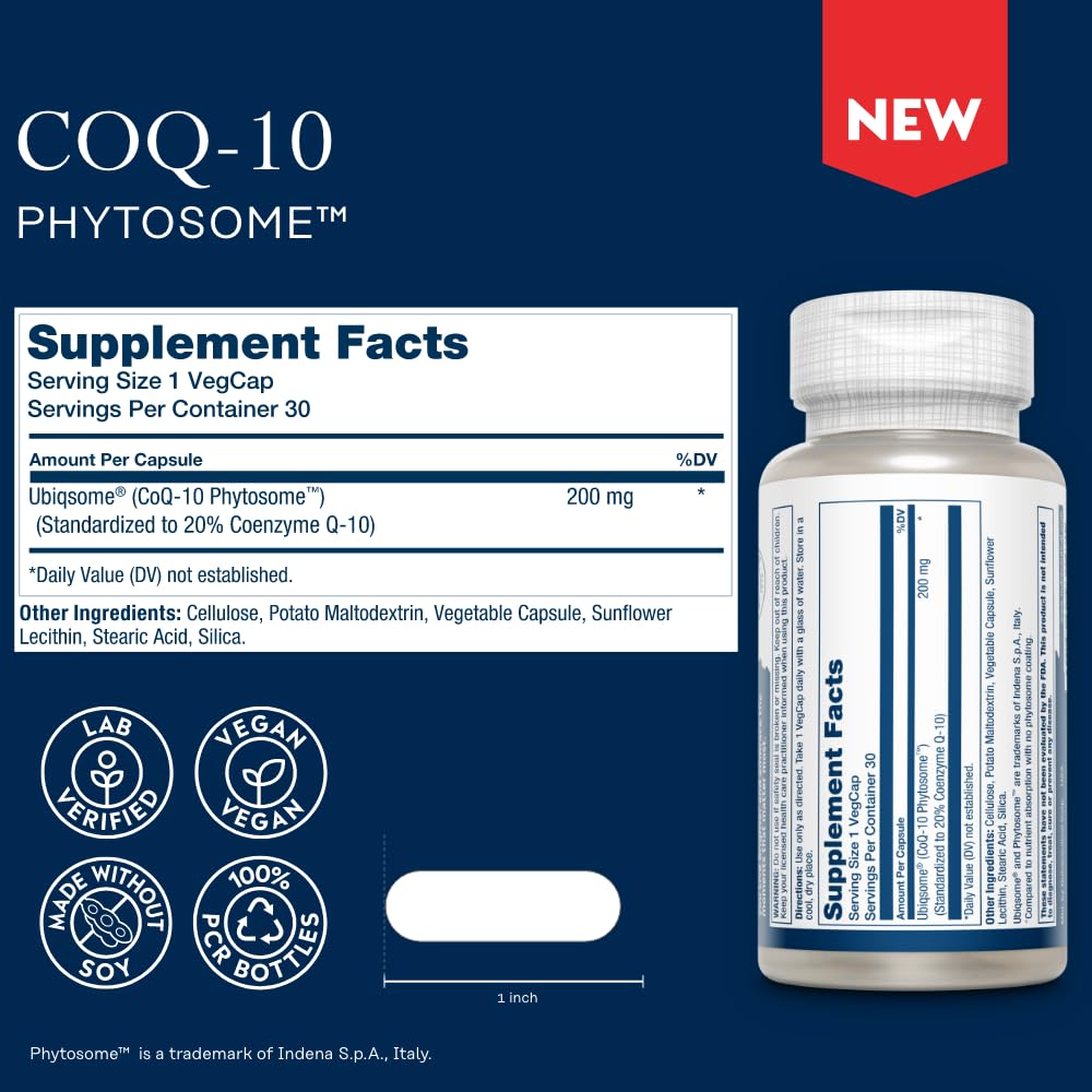 SOLARAY CoQ-10 Phytosome cápsula primer plano fácil de digerir