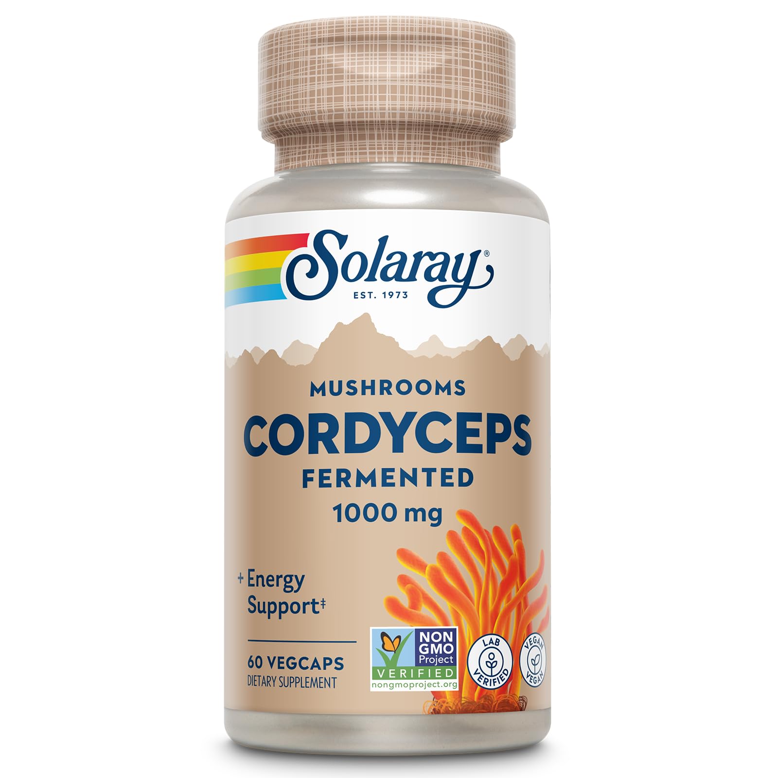 SOLARAY Cordyceps fermentado en cápsulas para energía sostenida
