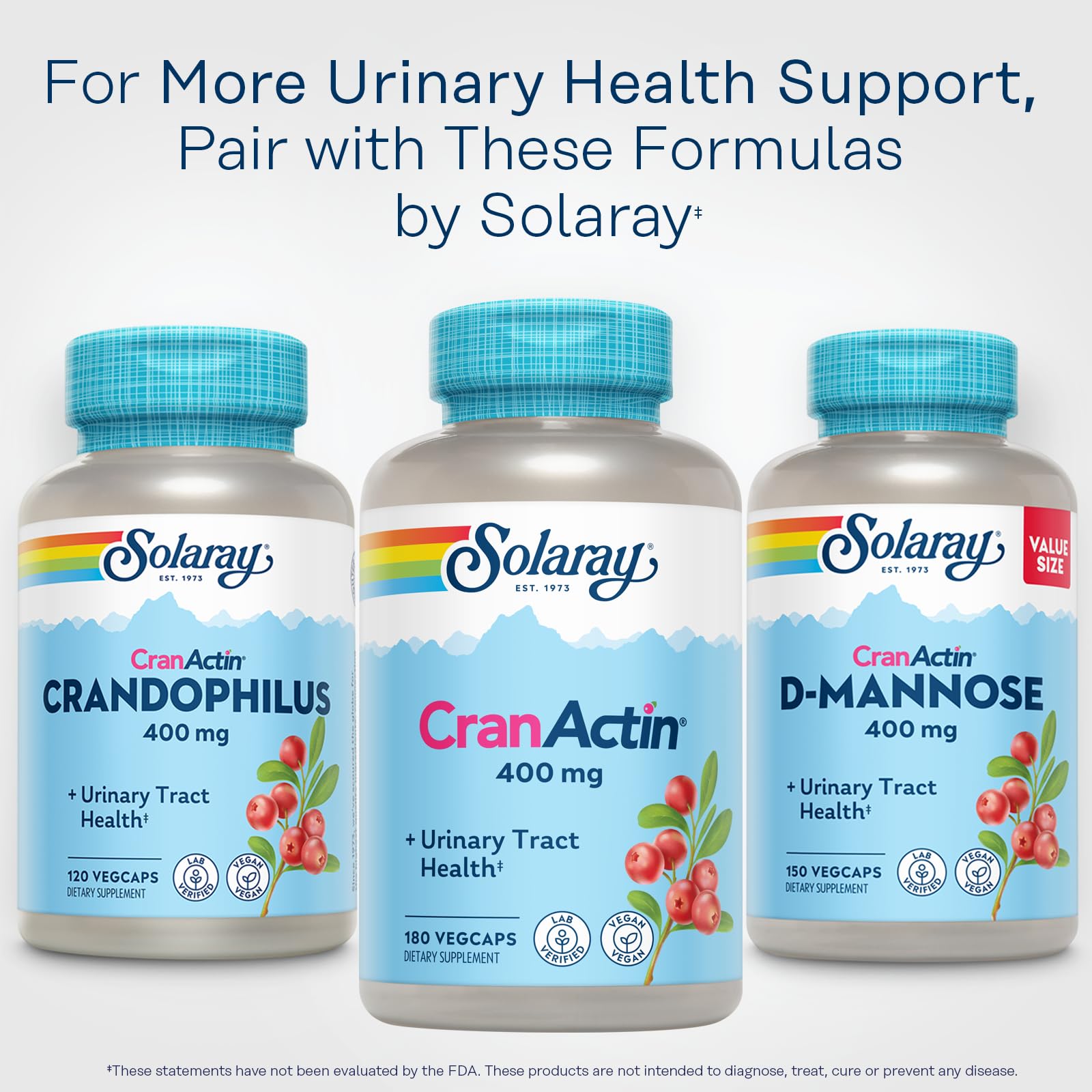 Solaray Cranactin: caja abierta mostrando cápsulas listas para consumo diario.