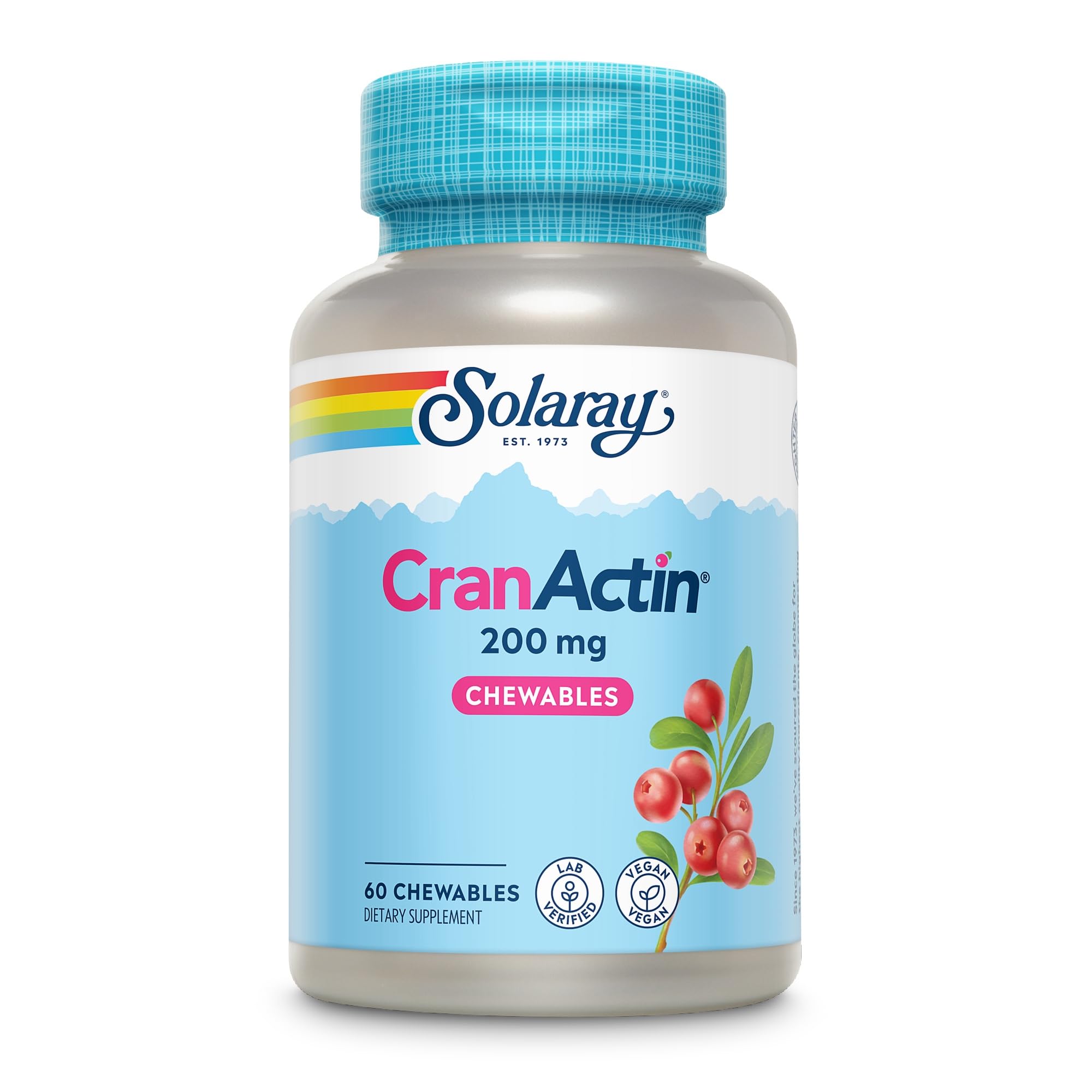 SOLARAY CranActin: tabletas masticables de arándano en blister para uso cómodo.