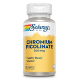 SOLARAY cromio picolinato, vista frontal de la botella, apoyo al metabolismo diario.