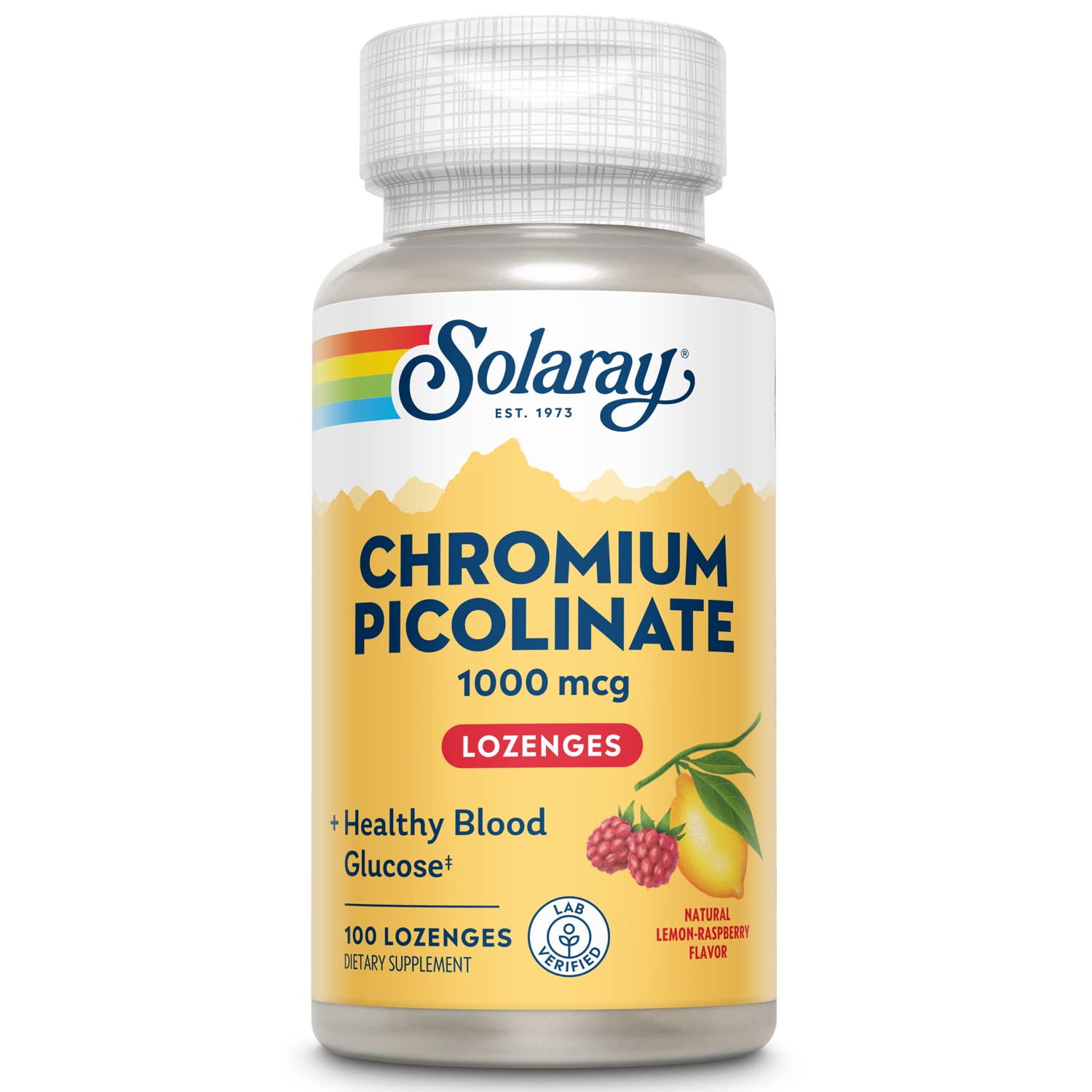 Solaray cromo picolinato envase 1000 mcg, conveniente para dosis diarias