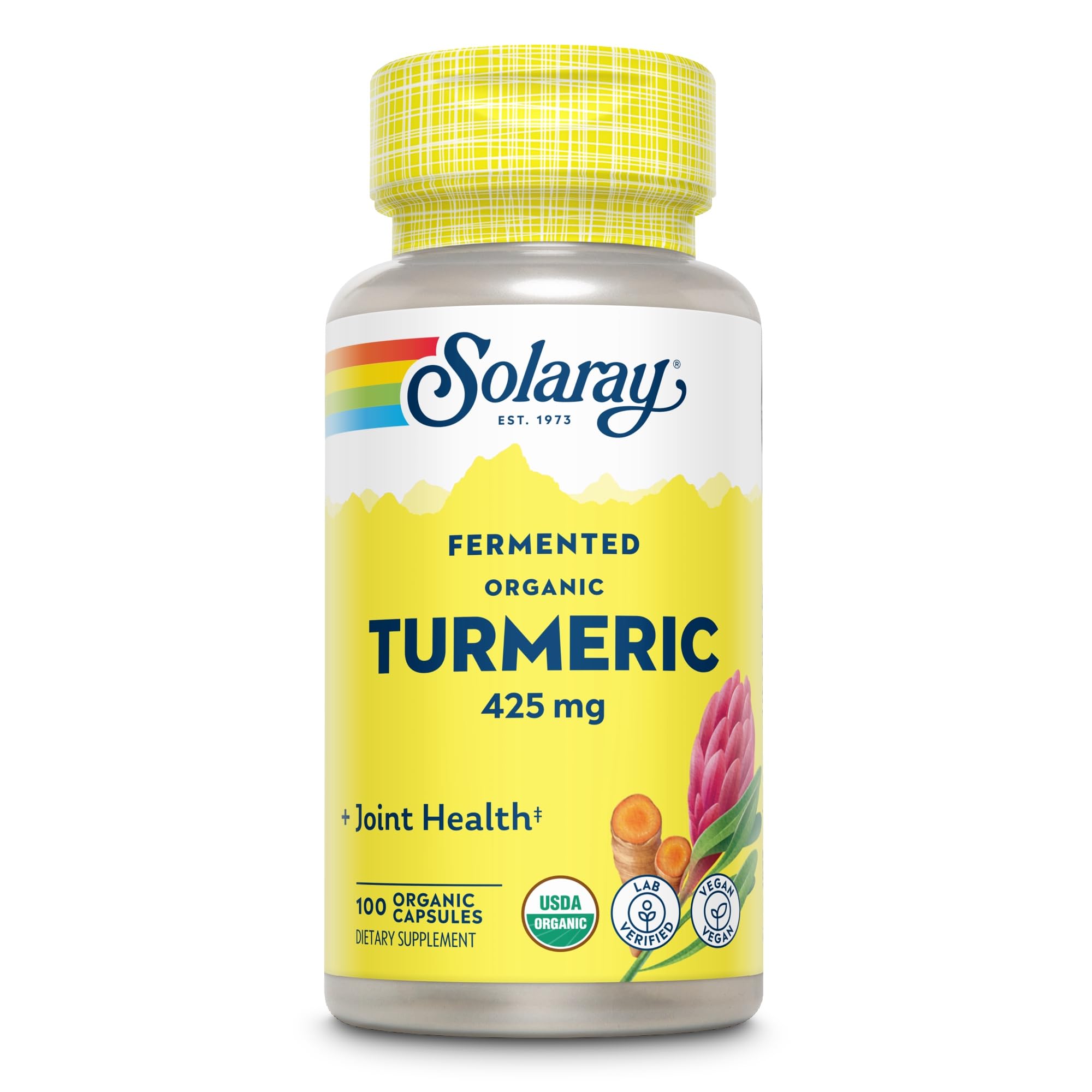 SOLARAY Cúrcuma Fermentada, etiqueta frontal visible.