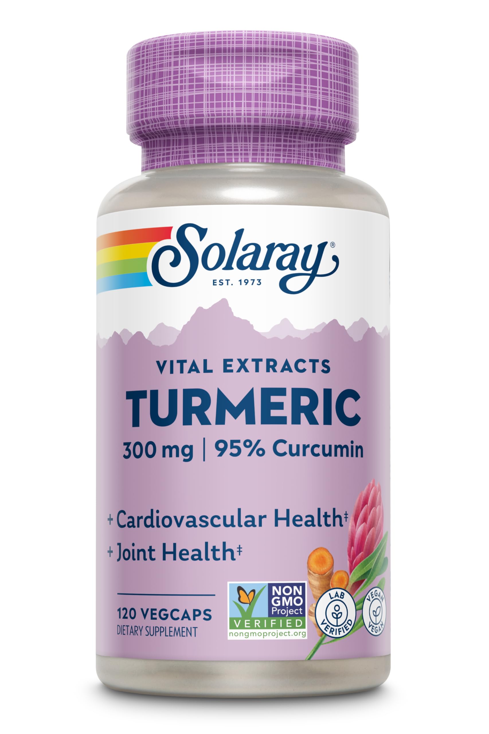 Solaray Curcuma Raíz, cápsula vegetariana, 300 mg, apoyo diario para bienestar general.