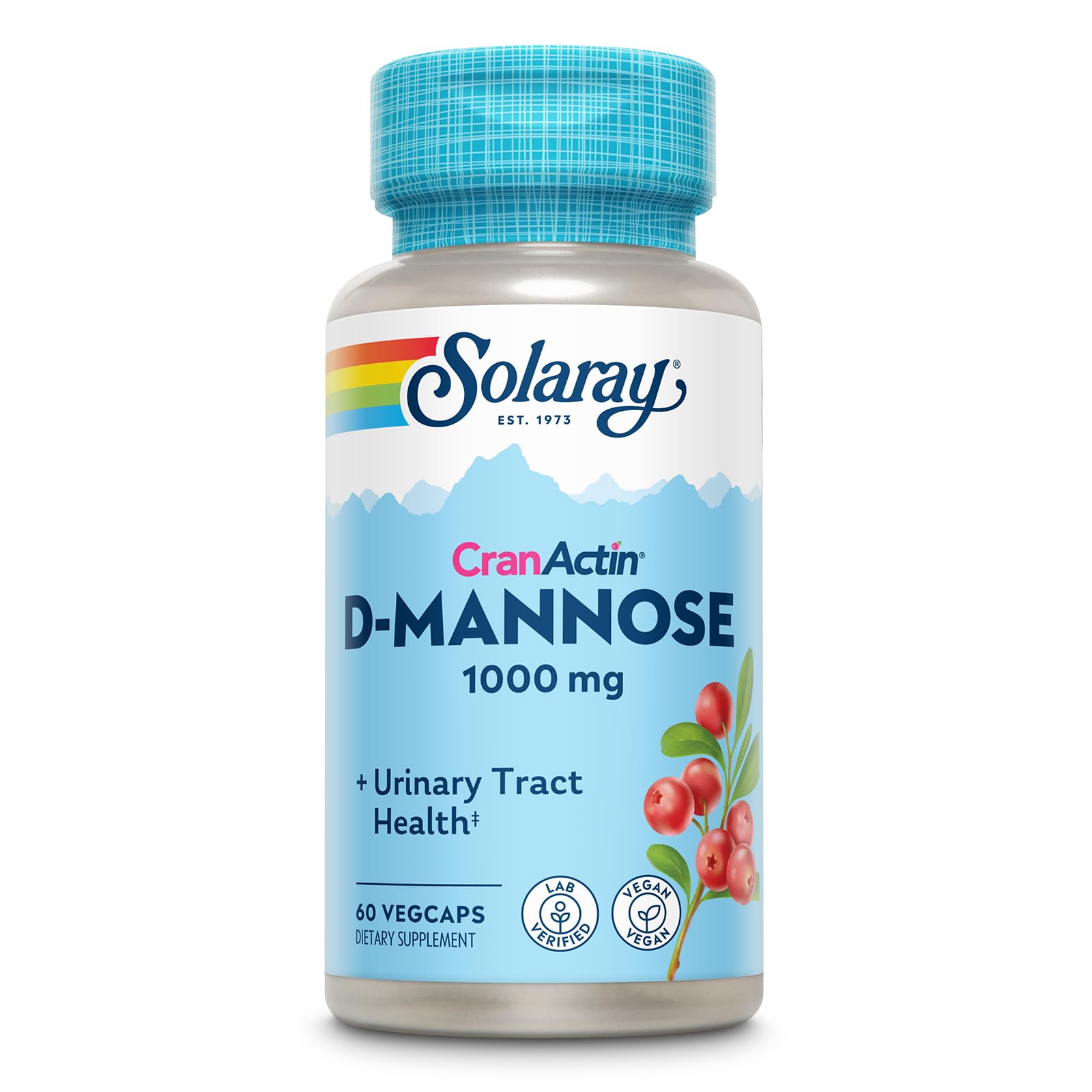SOLARAY D-Mannose con CranActin: botella para posible apoyo urinario