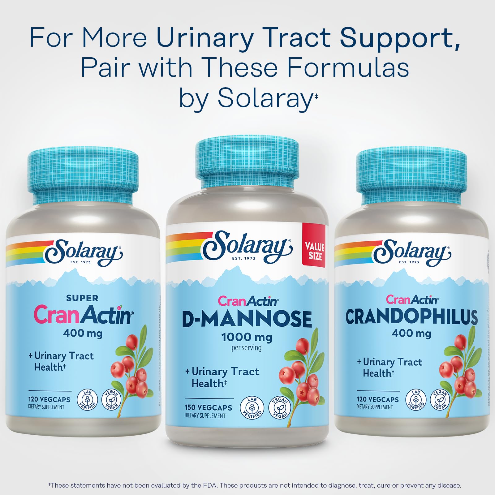 SOLARAY D-Mannose con CranActin: cápsulas veganas para rutina diaria