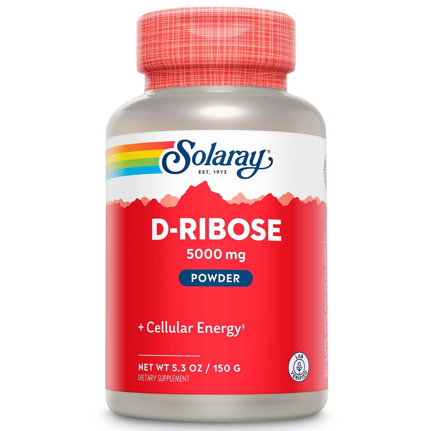 SOLARAY D-Ribosa con dosificador para medir dosis con facilidad.