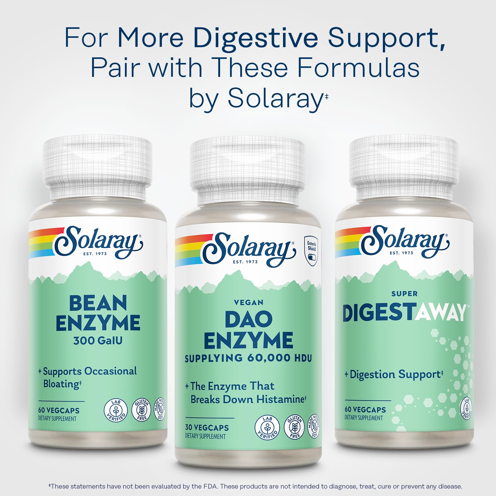 SOLARAY DAO Enzyme 60k HDU: dosis potentes para apoyar la digestión de histamina.