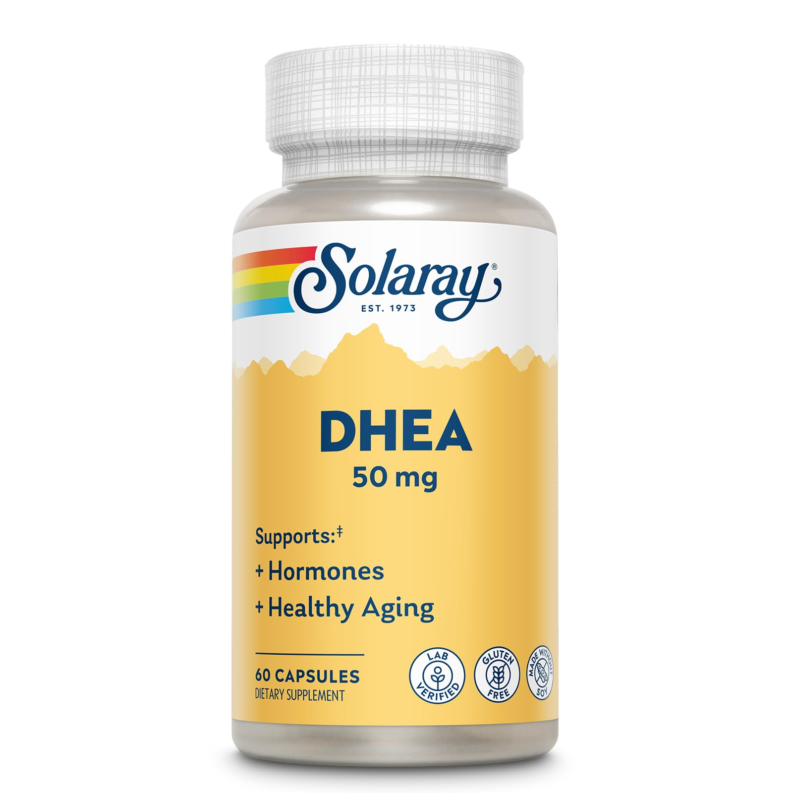 SOLARAY DHEA cápsula: soporte hormonal para equilibrio diario.