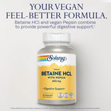 SOLARAY Digestivo Betaine HCl con Pepsina: apoyo diario a proteínas y nutrientes.