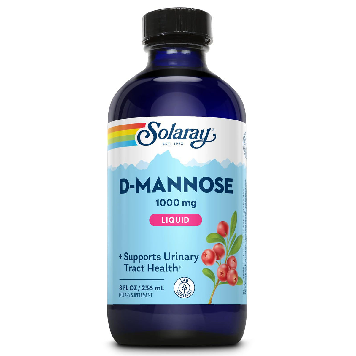 SOLARAY D-Mannose: botella de 8 onzas lista para uso diario.