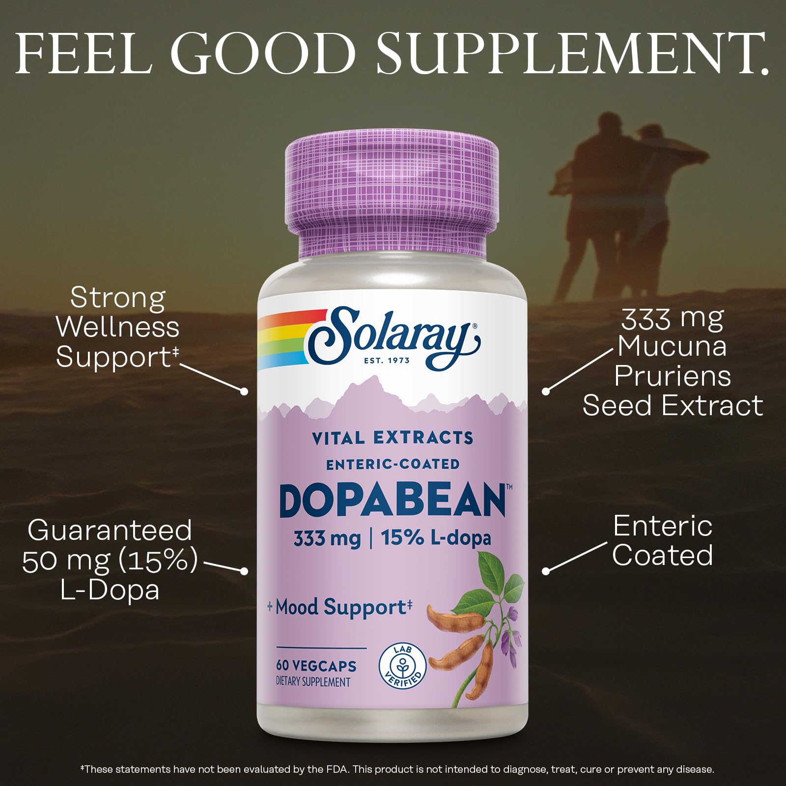 SOLARAY Dopabean primer-plano-l-dopa enfoque en L-Dopa de alta pureza
