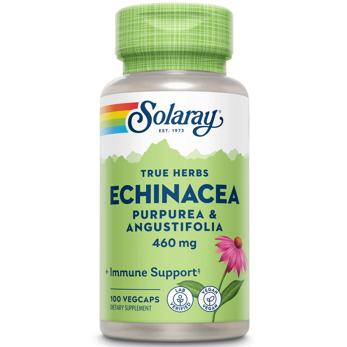 SOLARAY Echinácea Angustifolia y Purpurea, cápsulas vegetales de 460 mg para uso diario