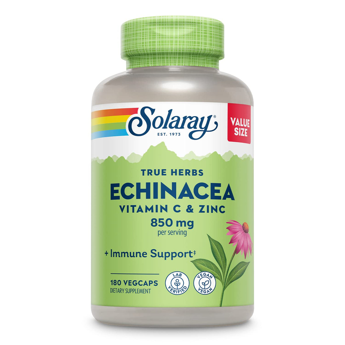 SOLARAY Echinacea con Vitamina C y Zinc, botella para apoyo al sistema inmune