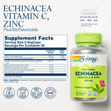 Etiqueta SOLARAY Echinacea con detalles de Vitamina C y Zinc