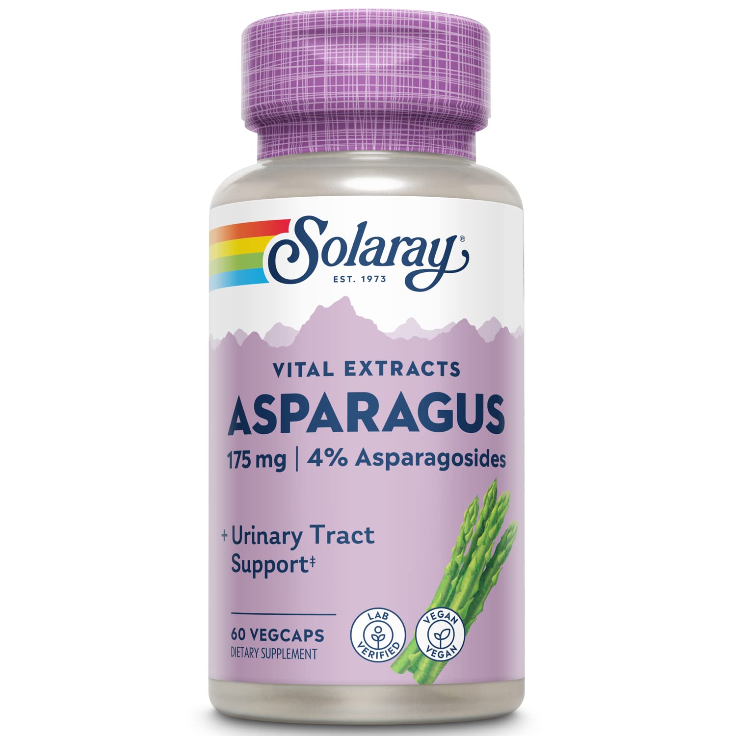 SOLARAY esparragos raíz cápsulas: apoyo diario para salud urinaria y digestiva.