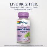 Etiqueta SOLARAY Ginkgo Biloba, diseño claro para identificar el uso cognitivo.
