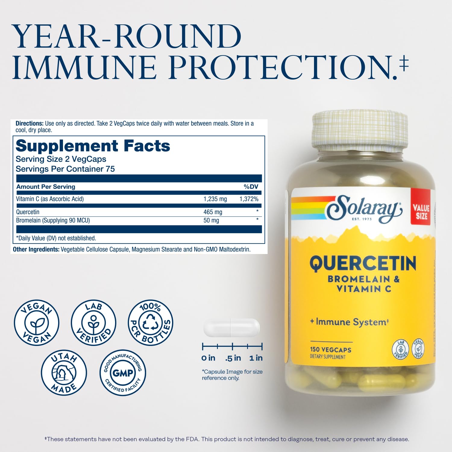 SOLARAY etiqueta-ingredientes-quercetina-bromelina-vitamina-c; resalta ingredientes clave para tu rutina.