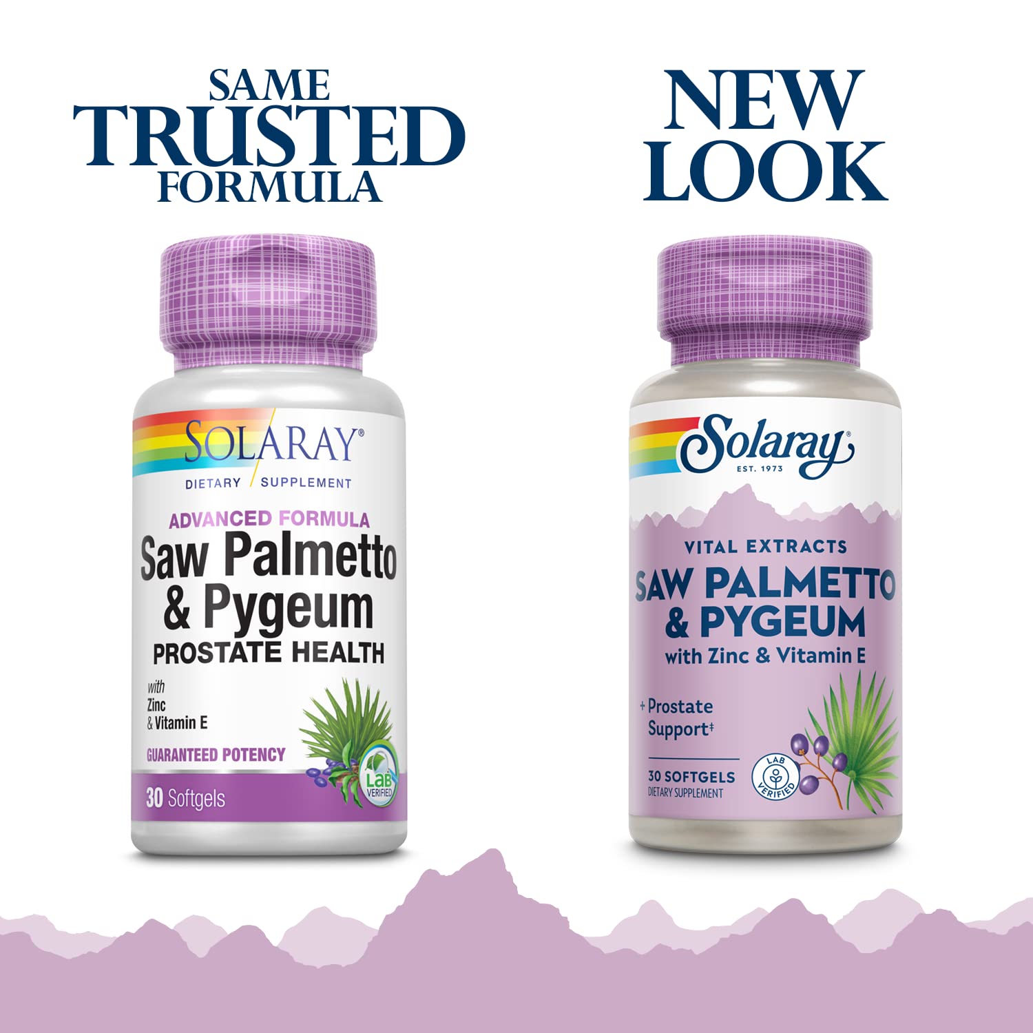 SOLARAY Saw Palmetto y Pygeum, etiqueta visible, fórmula diaria para bienestar masculino.