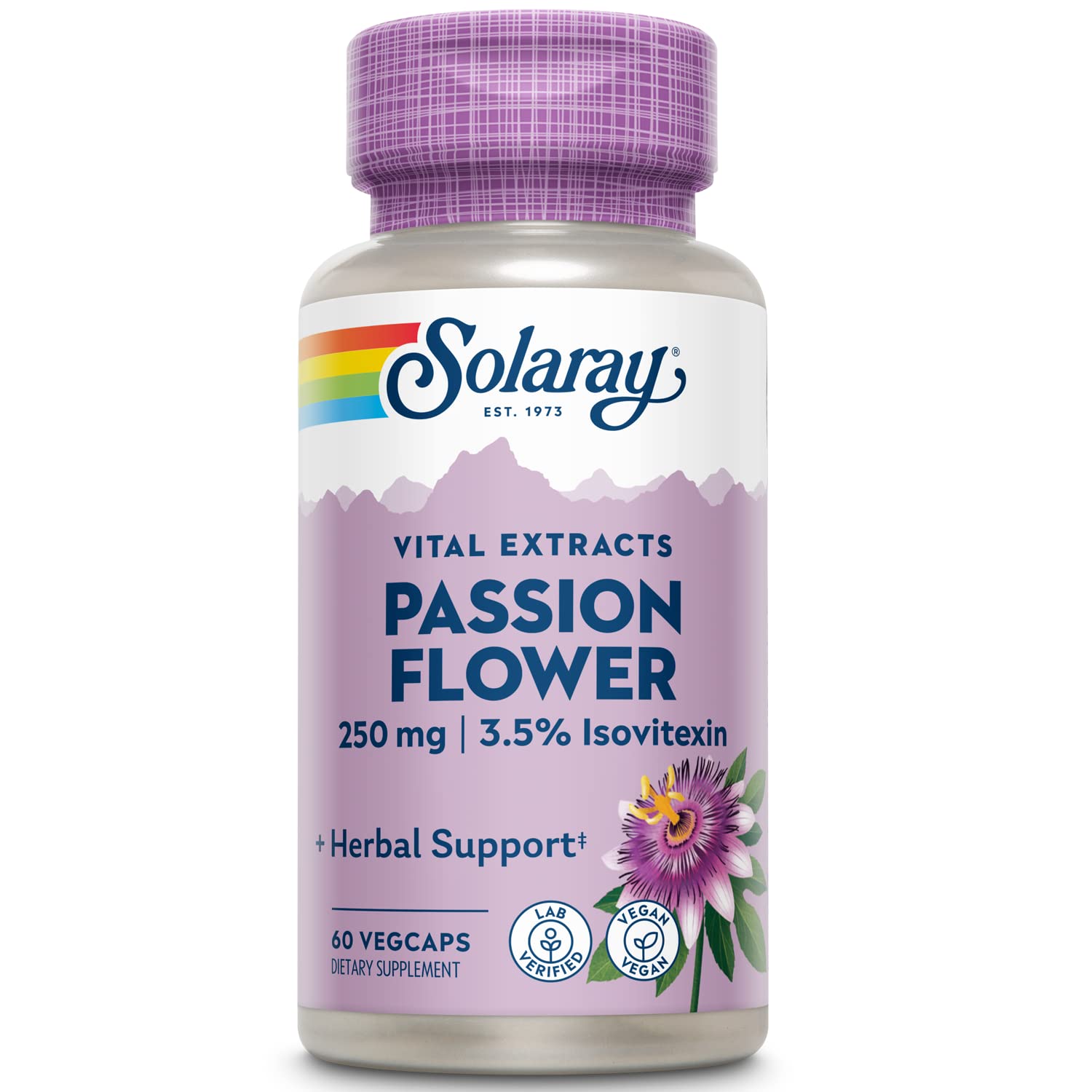 SOLARAY Pasion Flor Capsulas: apoyo a la relajación diaria y calma momentánea.
