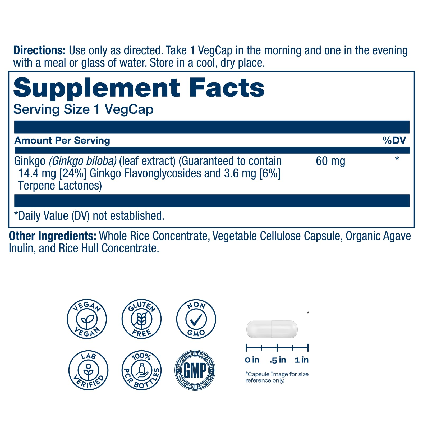 SOLARAY Ginkgo Biloba Extract cápsulas, uso diario para bienestar cognitivo.