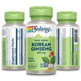 SOLARAY ginseng coreano 550 mg: cápsulas veganas fáciles de tragar.